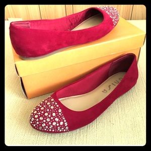 Unisa suede Studded Red Flats
